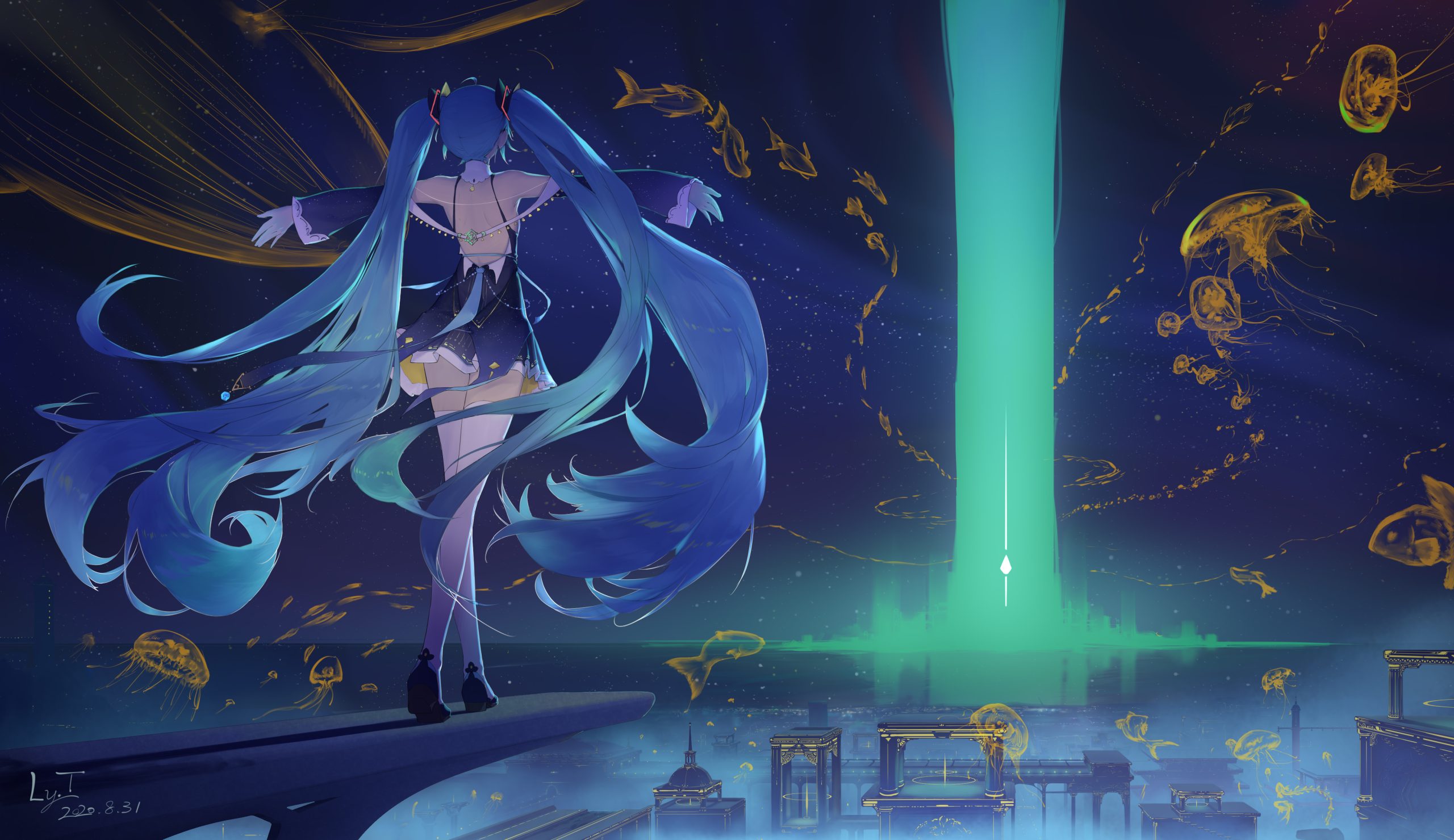 Hatsune Miku 梦幻海洋壁纸 4674×2700 动漫唯美高清壁纸 - 阿里文案馆