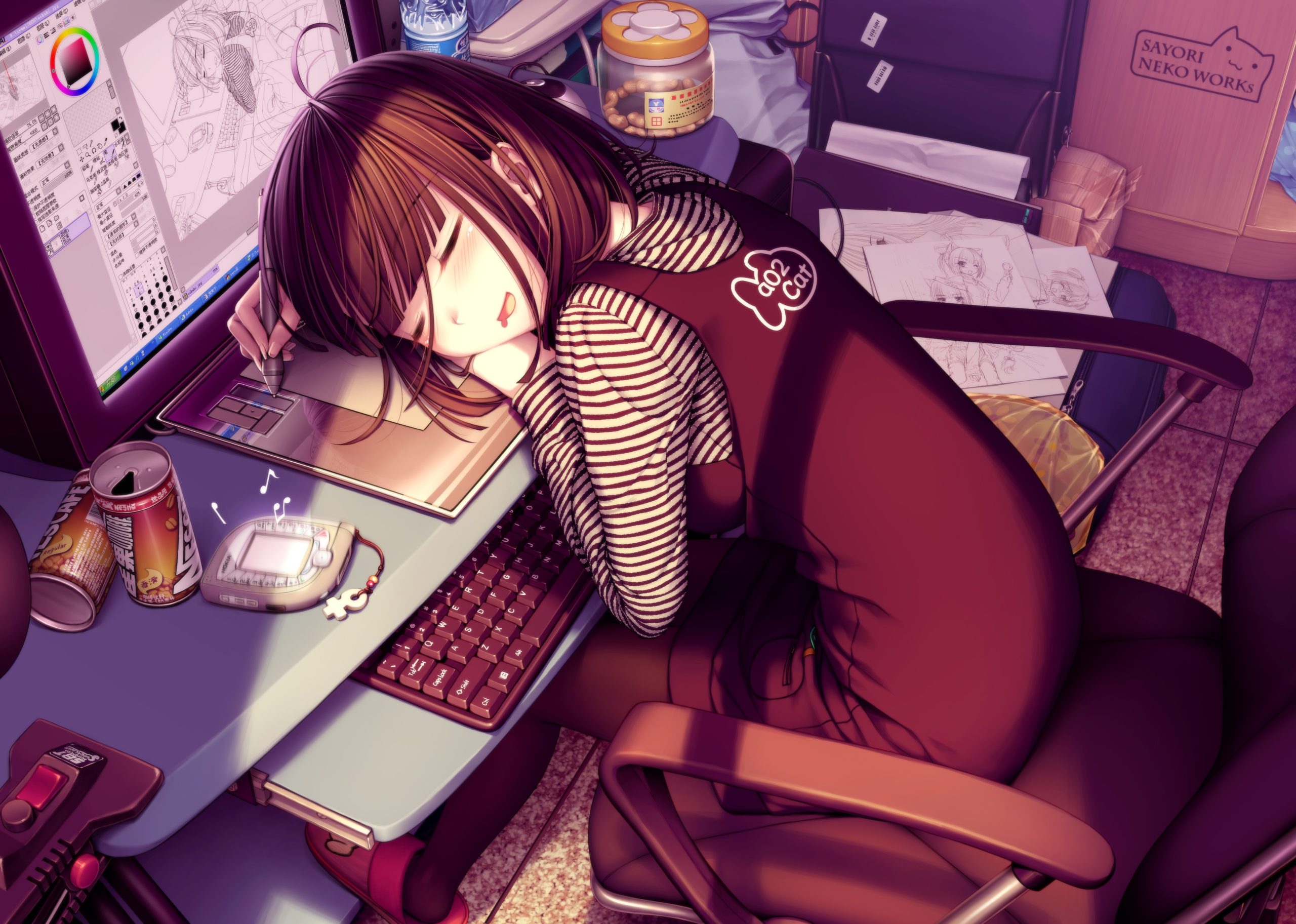 Sayori 动漫女孩电脑绘画壁纸 4175×2976 | 睡眠与绘图的艺术 - 阿里文案馆