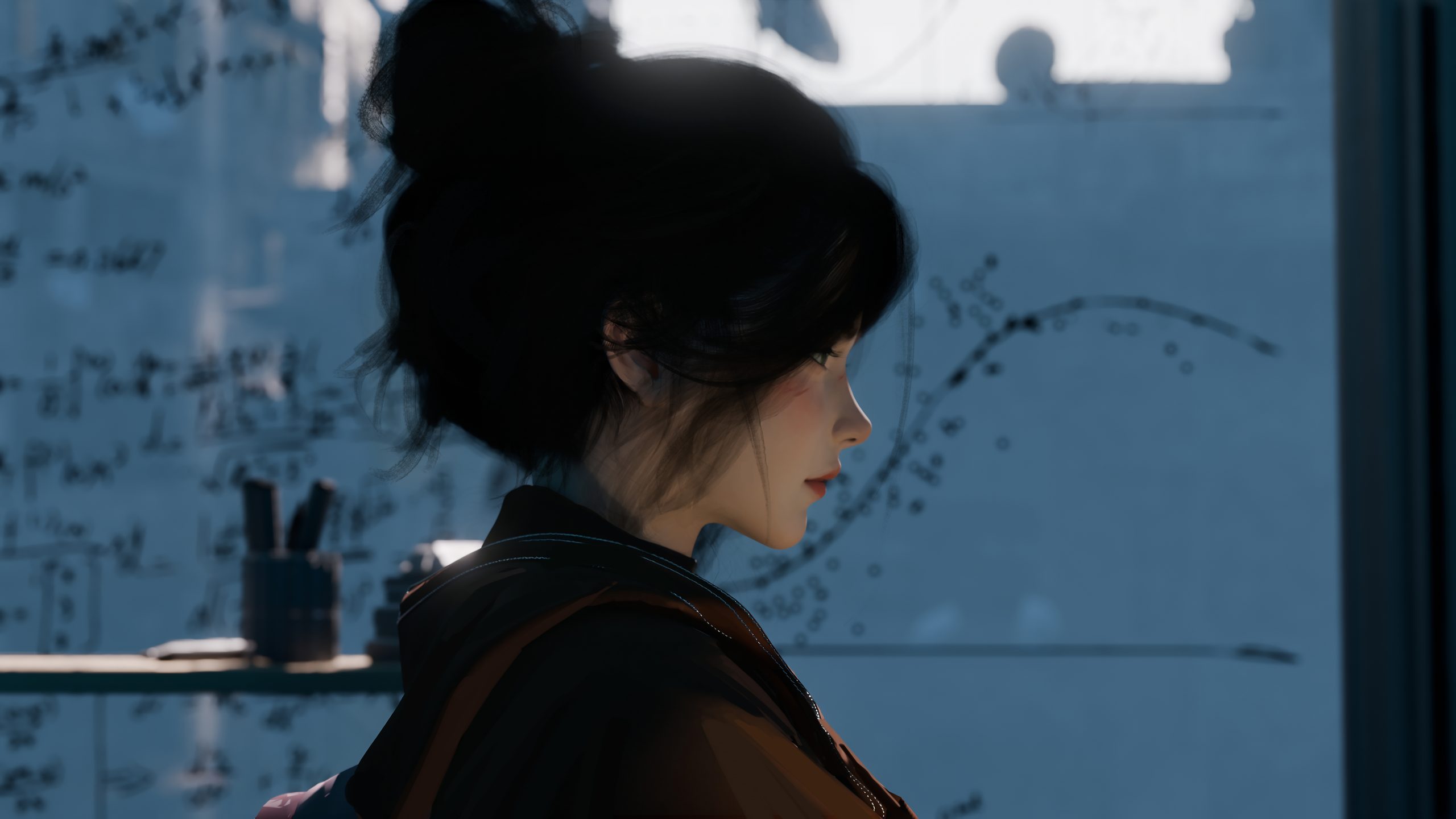 WLOP数字艺术壁纸 | 黑发女子与数学元素唯美画面8000×4500 - 阿里文案馆